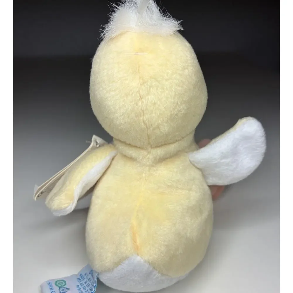 Vintage Eden Duck Beanbag Rattle Plush 5” Pastel Yellow Chick Green Bow NWT